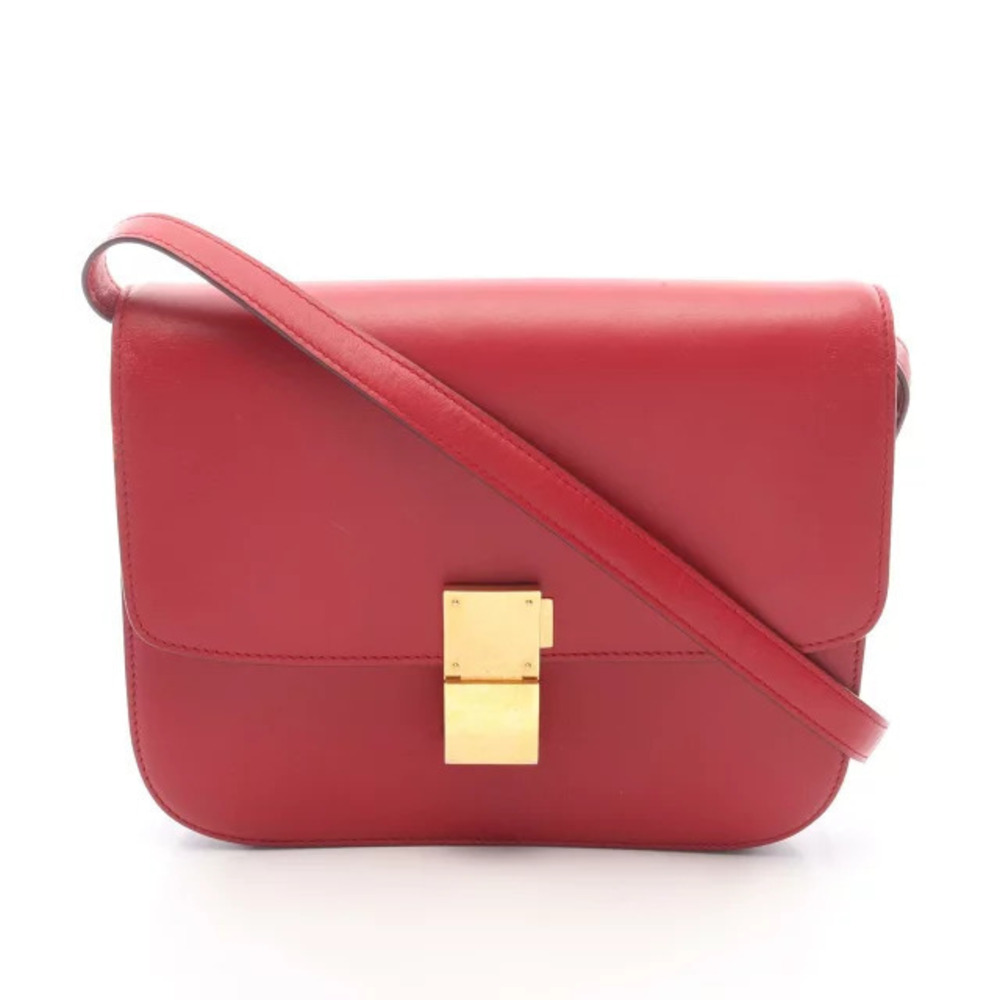 Celine Classic Crossbody Box Bag flap pushlock Red